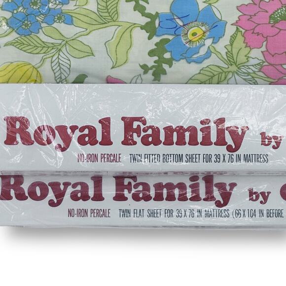 Vintage Cannon Royal Family Cotswolds Floral Twin Sheet Set No Iron Percale - Picture 2 of 6